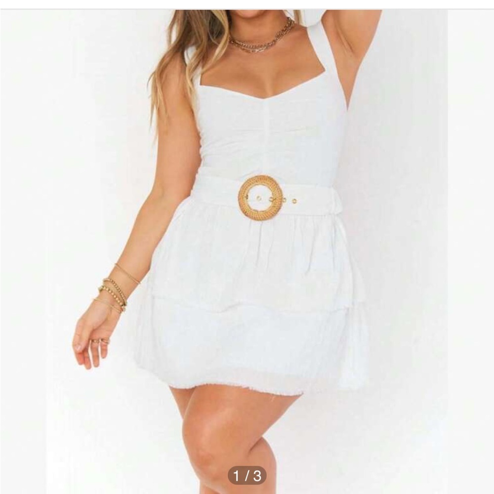 Show Me Your MuMu White Mini Dress with Belt